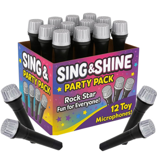 ArtCreativity Toy Microphone Set for Kids 5.5 Inch - 12 Count - Pretend Play Plastic Mics for Karaoke Fun - Stage or Costume Prop - Birthday Party Favors, Goody Bag Fillers for Boys, Girls, Toddlers