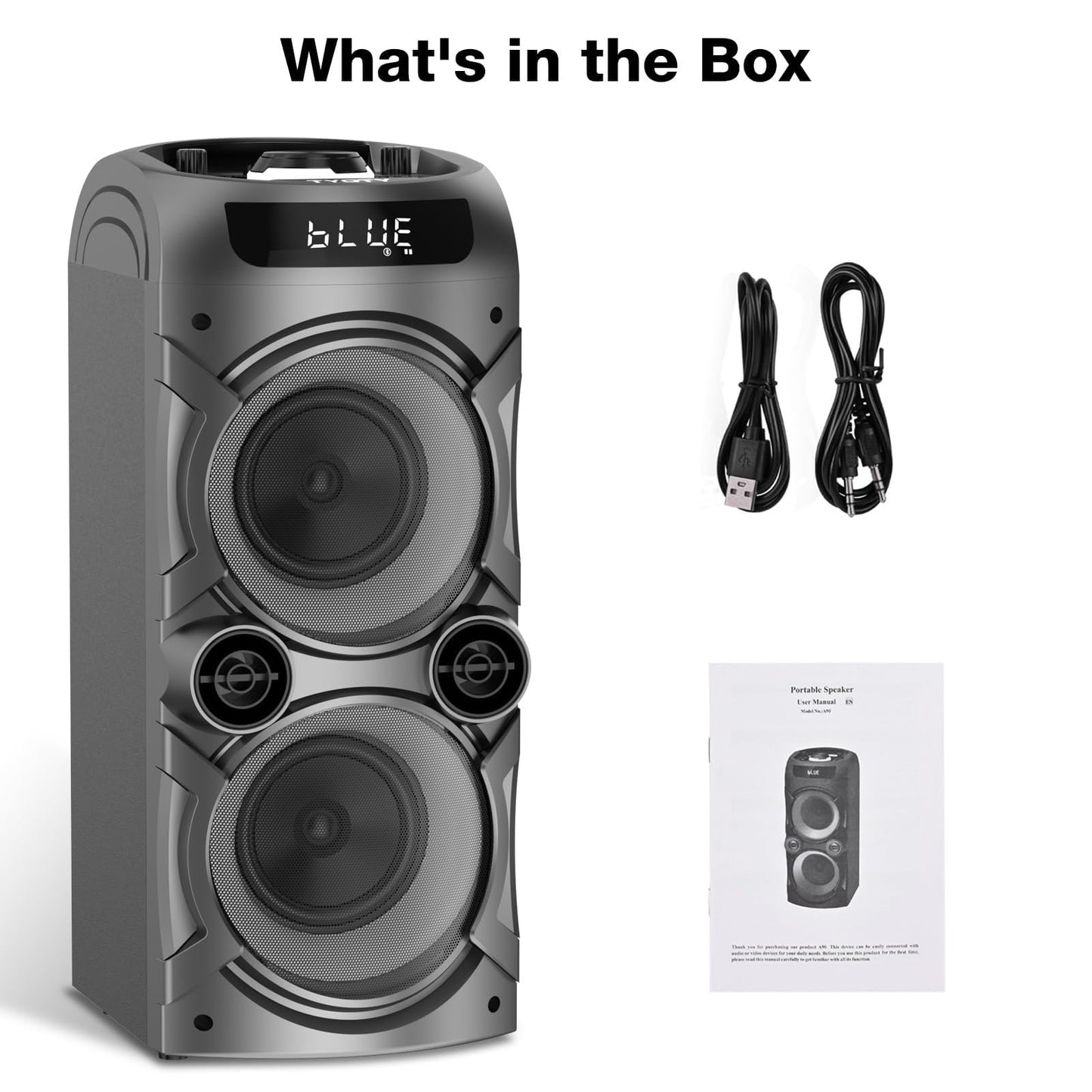 Portable Bluetooth Speaker 100W Big Powerful Wireless Boombox TWS Pairing Loud Stereo Sound Deep Bass Large Party Speakers with Subwoofer LED Lights for Outdoor Home Camping
