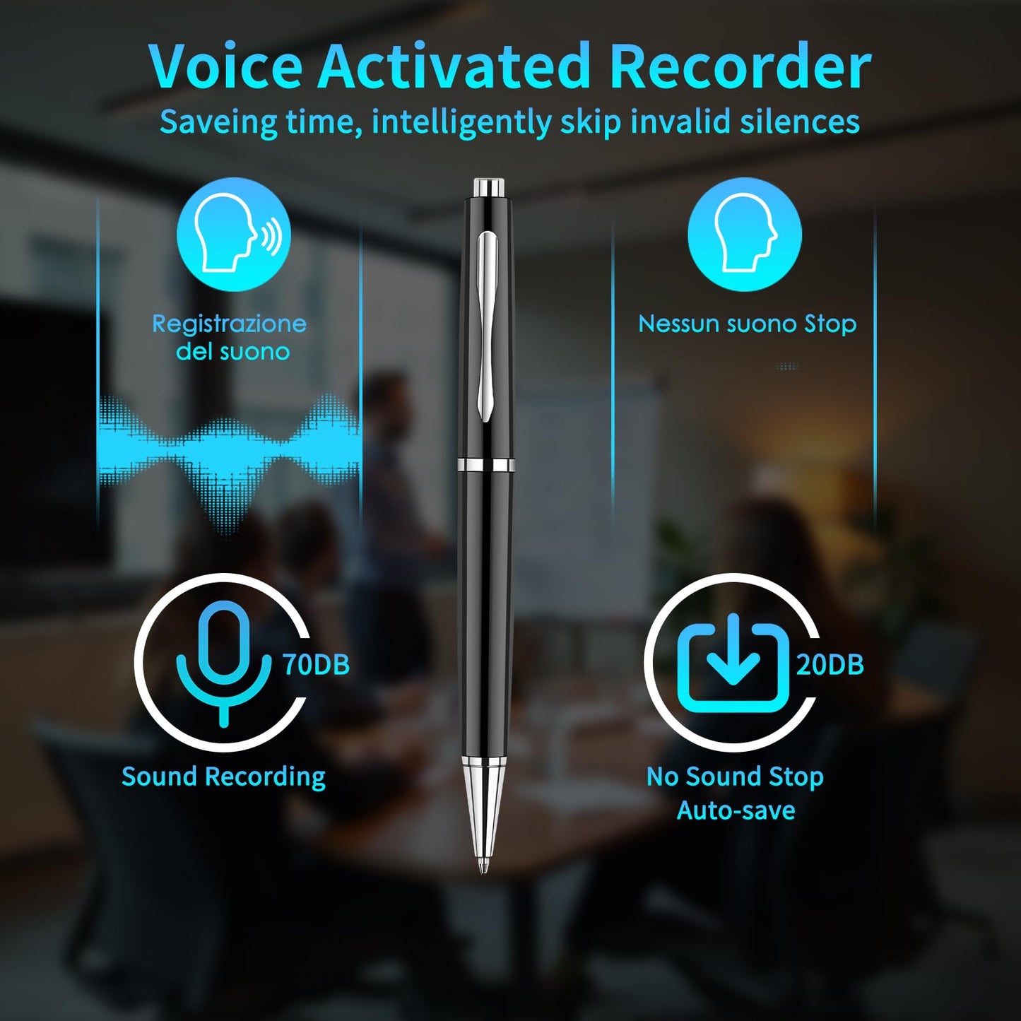 64GB Digital Voice Recorder with Playback: Voice Activated Recorder with AI Noise Reduction - Recording Device for Lectures | Classes | Meetings | Interviews