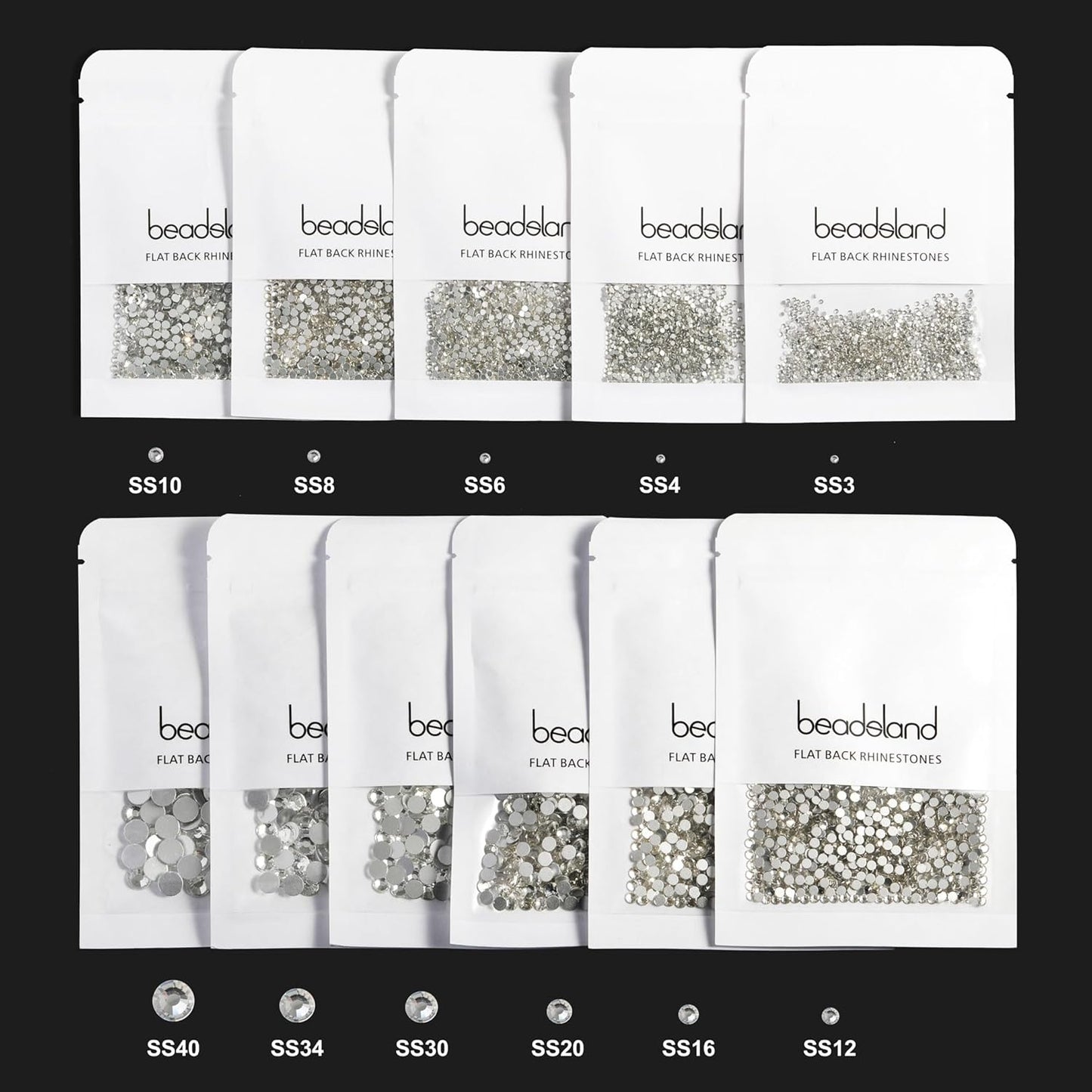beadsland Flat Back Crystal Rhinestones Round Gems, Amethyst (1.9-2.0mm) SS6/1440pcs