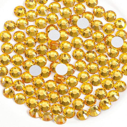 Beadsland 1440pcs Flat Back Crystal Rhinestones Round Gems for Nail Art and Craft Glue Fix, Topaz,SS10,2.7-2.9mm