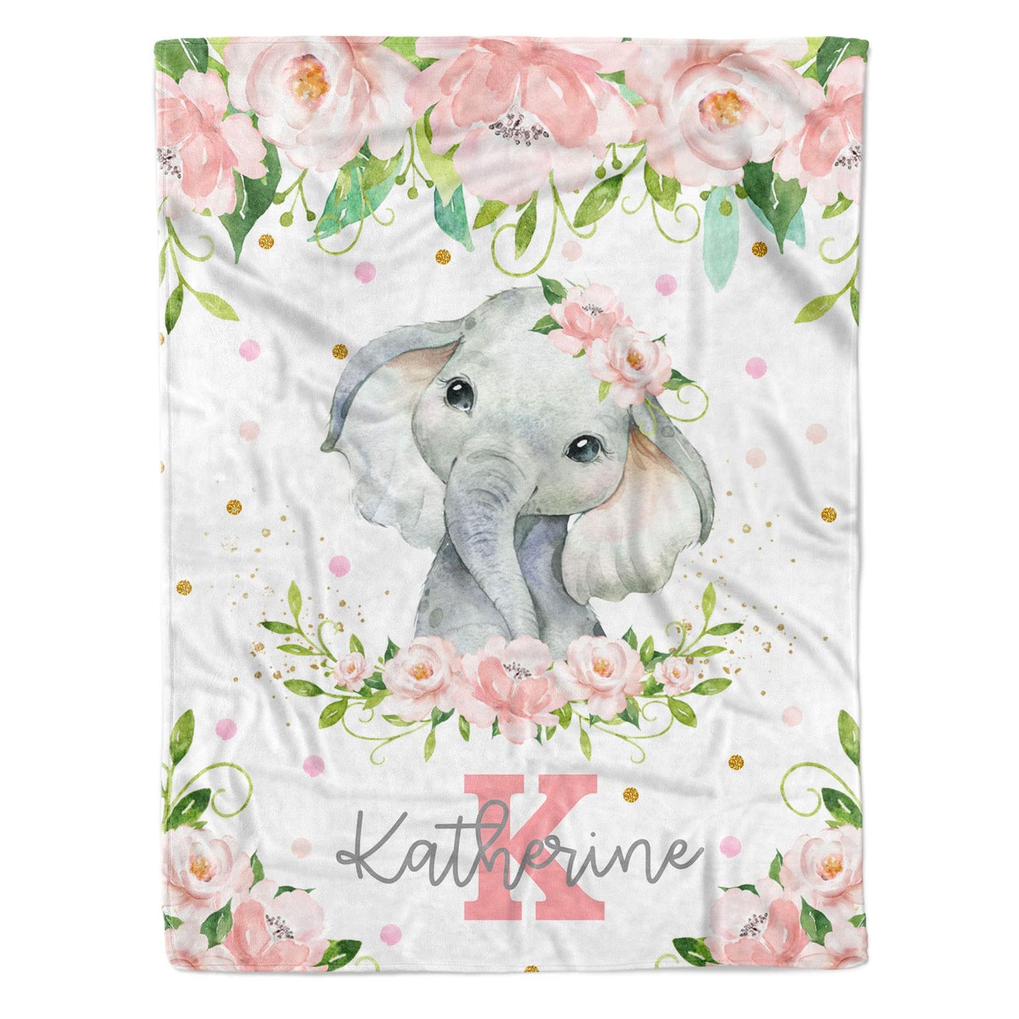 Arteaga Personalized Baby Blanket for Girls, Customized Floral Rose Blanket for Newborn, Super Soft Plush Fleece, 30''x40''