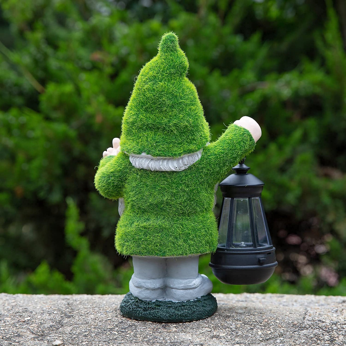 ANYUETE Flocked Garden Outdoor Gnome Statues Decor with Solar Lights, Large Funny Gnome Garden Figurines for Outside Patio Yard Lawn House Farmhouse Sculptures Decorations Gifts, White