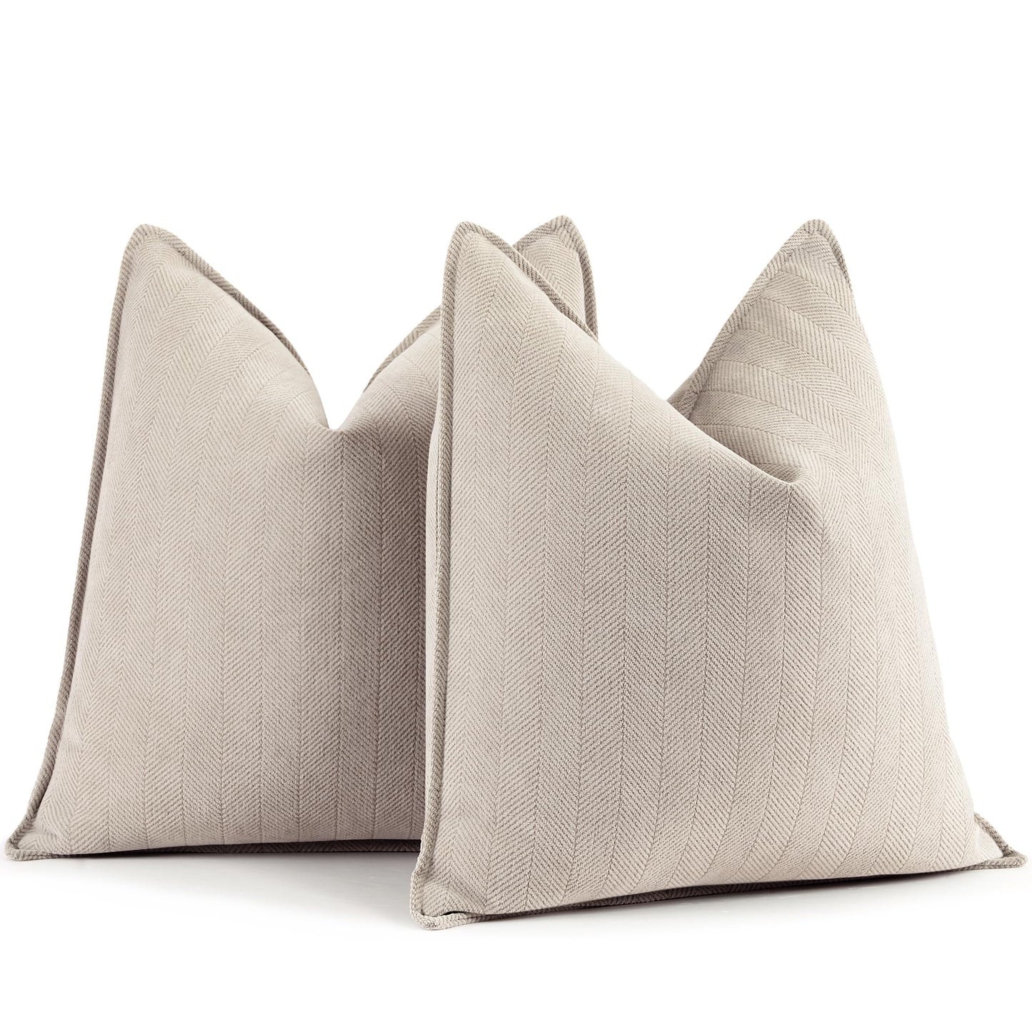 ZWJD Beige Pillow Covers 24x24 Set of 2 Chenille Throw Pillow Covers with Elegant Design Soft and Luxurious Decorative Throw Pillows for Couch, Bed, and Home Decor