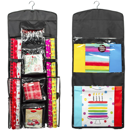 Joyful Moose Gift Bag Organizer Wrapping Paper Storage Container Christmas Gift Wrap Holder (Black)