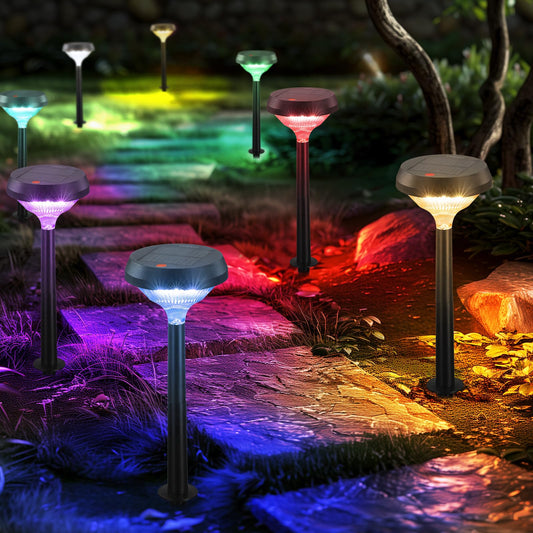 Linkind Solar Pathway Lights 8 Pack, Color Changing Path Lights Outdoor Waterproof, Multicolor+Warm White+Cool White Solar Lights for Walkway Pathway Yard Garden Landscape