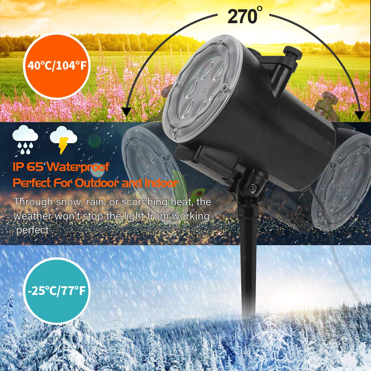 Christmas Lights Projector,Waterproof IP65 Indoor Motion Remote Control 10W LED Projector, 16 Slides Holiday Light Party Outdoor Garden House Apartment Kids Room Night Light
