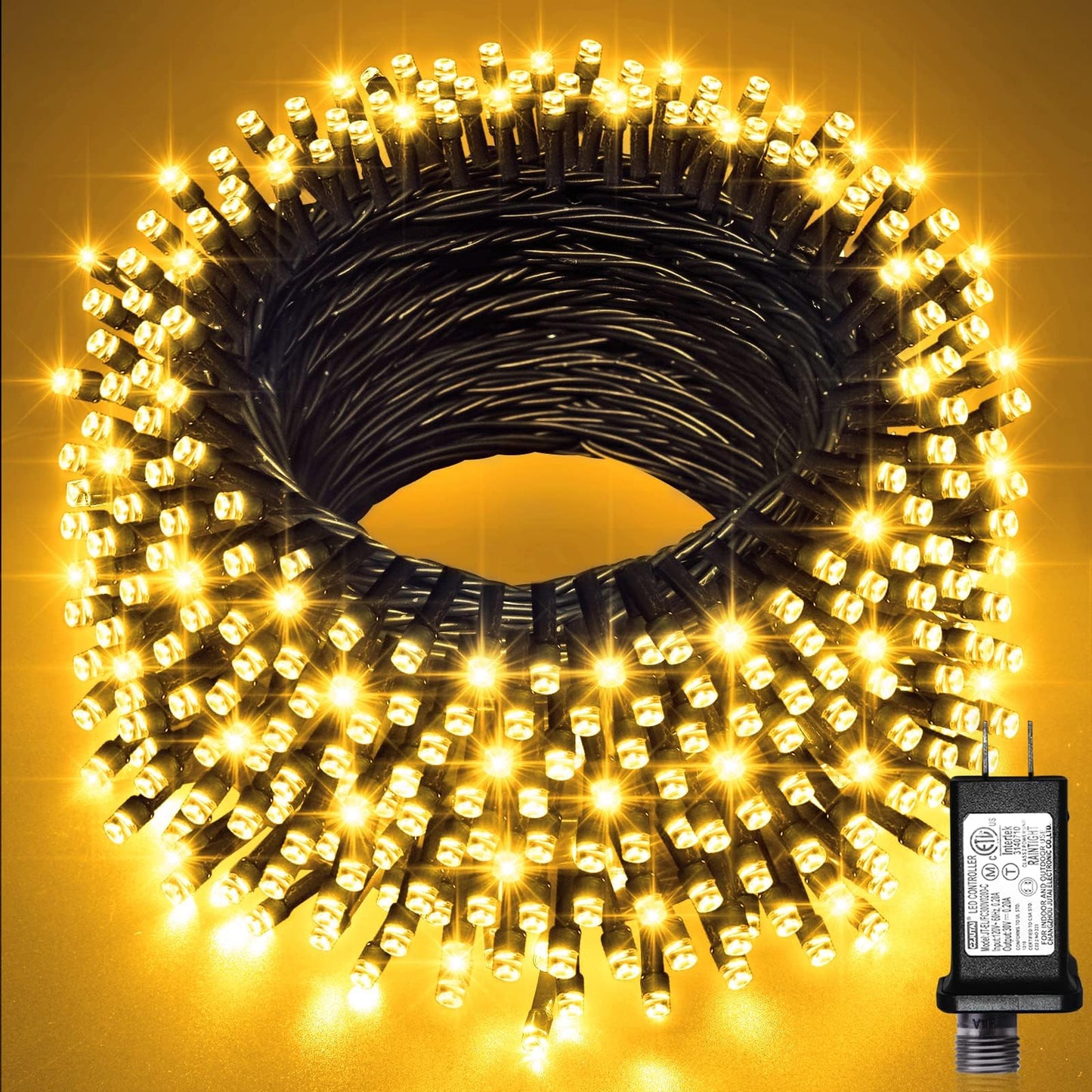 JMEXSUSS 66ft 200 LED Christmas Lights Outdoor, Warm White Christmas Lights Indoor Plug in, 8 Modes Twinkle String Light for Outside Tree Bedroom Wedding Party Ceiling Home Decorations