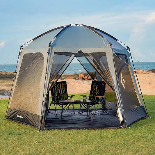 KingCamp Screen Tent, Camping Tent for 6-8 Person 12' x 12' Portable Screen House Room with Detachable Sunshade for Camping, Garden & Backyard