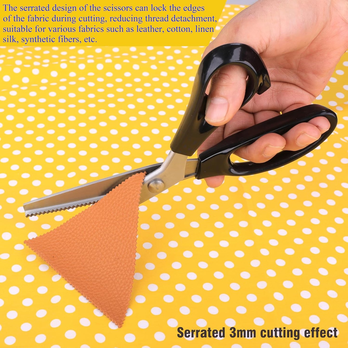 Strong & Sharpe Pinking Shears for Fabric,Serrated and Scalloped Pinking Sheers,3mm,5mm,7mm (Serrated 3mm)