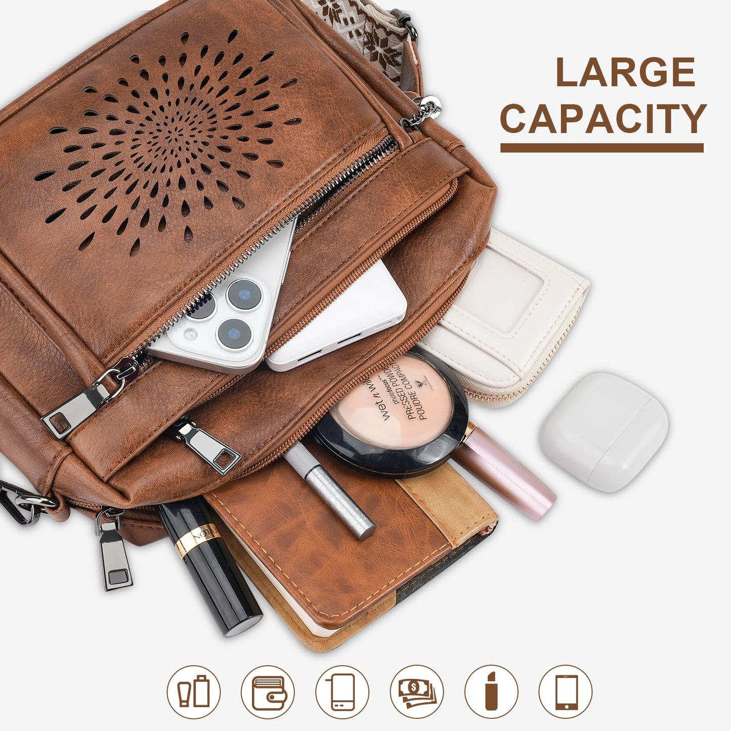 APHISON Crossbody Purse for Women，Small Crossbody Bags Trendy Vegan Leather Shoulder Handbags with Adjustable Strap and Tassel