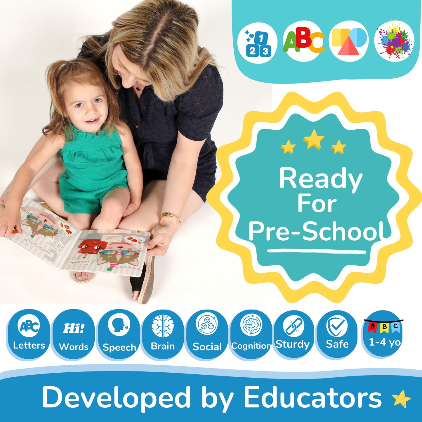 TOYVENTIVE Educational Books, Flash Cards, and Puzzles - Birthday Gifts for 1, 2, 3, and 4 Year Old Boys, Toddler Learning Toys and Activities