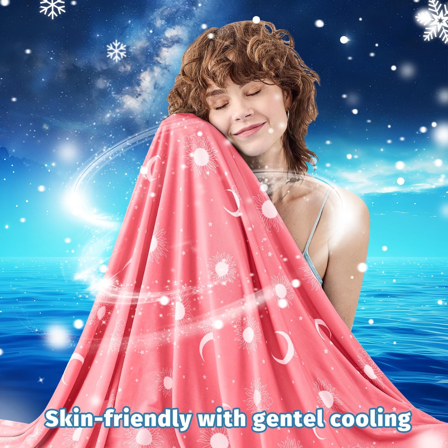 inhand Cooling Blanket Queen Size (90"x90") - Cooled Blankets for Hot Sleepers Lightweight Breathable Summer Blanket for Sleeping Night Sweats to Keep Cool in The Heat -Peach Pink