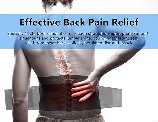 Back Brace - Breathable Waist Belt Lumbar Support for Lower Back Pain Relief, Recovery, Sciatica, Scoliosis, Herniated Disc, Lifting, With Dual Adjustable Straps for Men/Women, XL