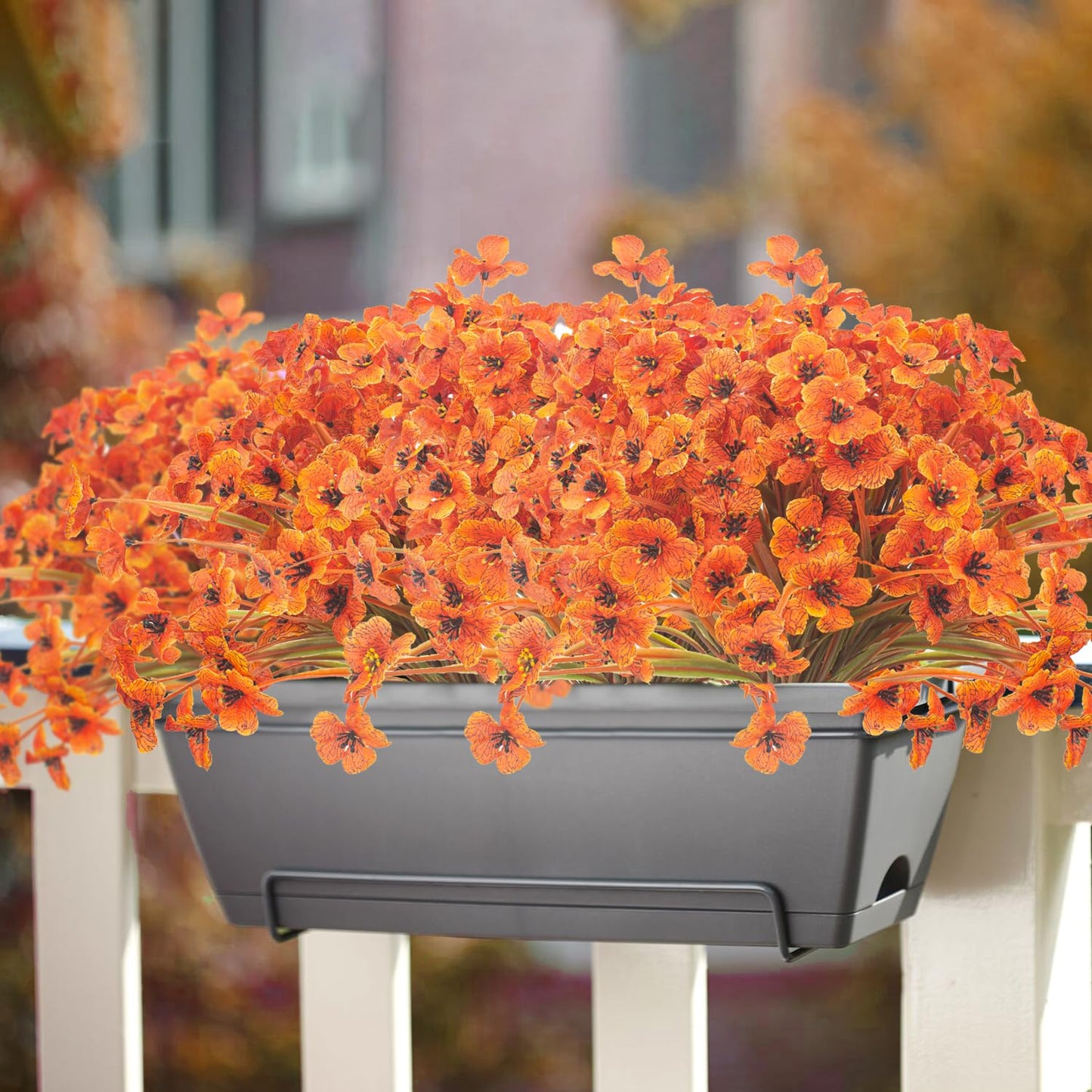 Grunyia Artificial Fall Flowers for Outdoors, 20 Bundles Faux Plants No Fade Plastic Shrubs Autumn Decor Farmhouse Home Garden Thanksgiving (Fall Red)
