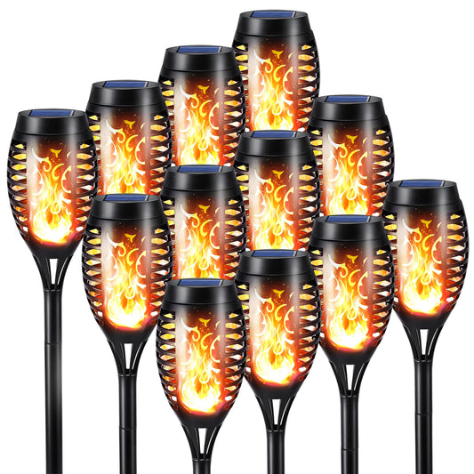 Toodour Solar Torch Flame Lights, 12 Pack Solar Light Outdoor with Flickering Flame, Waterproof Pathway Lights Landscape Decoration Lighting for Garden, Lawn, Yard, Outdoor Decorations