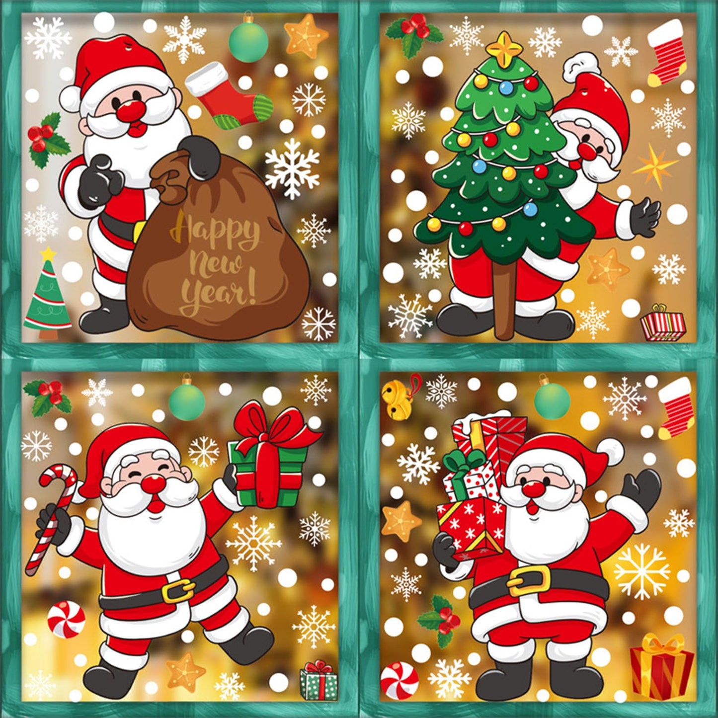 307Pcs Christmas Window Clings Christmas Snowflake Window Stickers Waterproof Double-Sided Static Christmas Decorations Decals for Holiday Window Clings New Year Party Supplies (307Pcs)