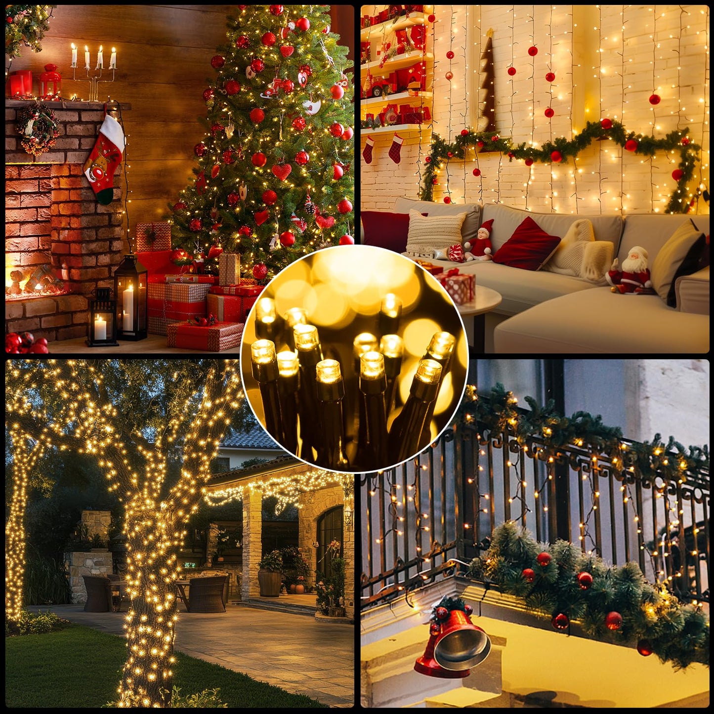 FairyGlim 100 LED Christmas String Lights, 33 FT Connectable Waterproof String Lights Green Wire with Timer Memory Function & 8 Modes, for Indoor Outdoor Xmas Trees Party Garden, WarmWhite