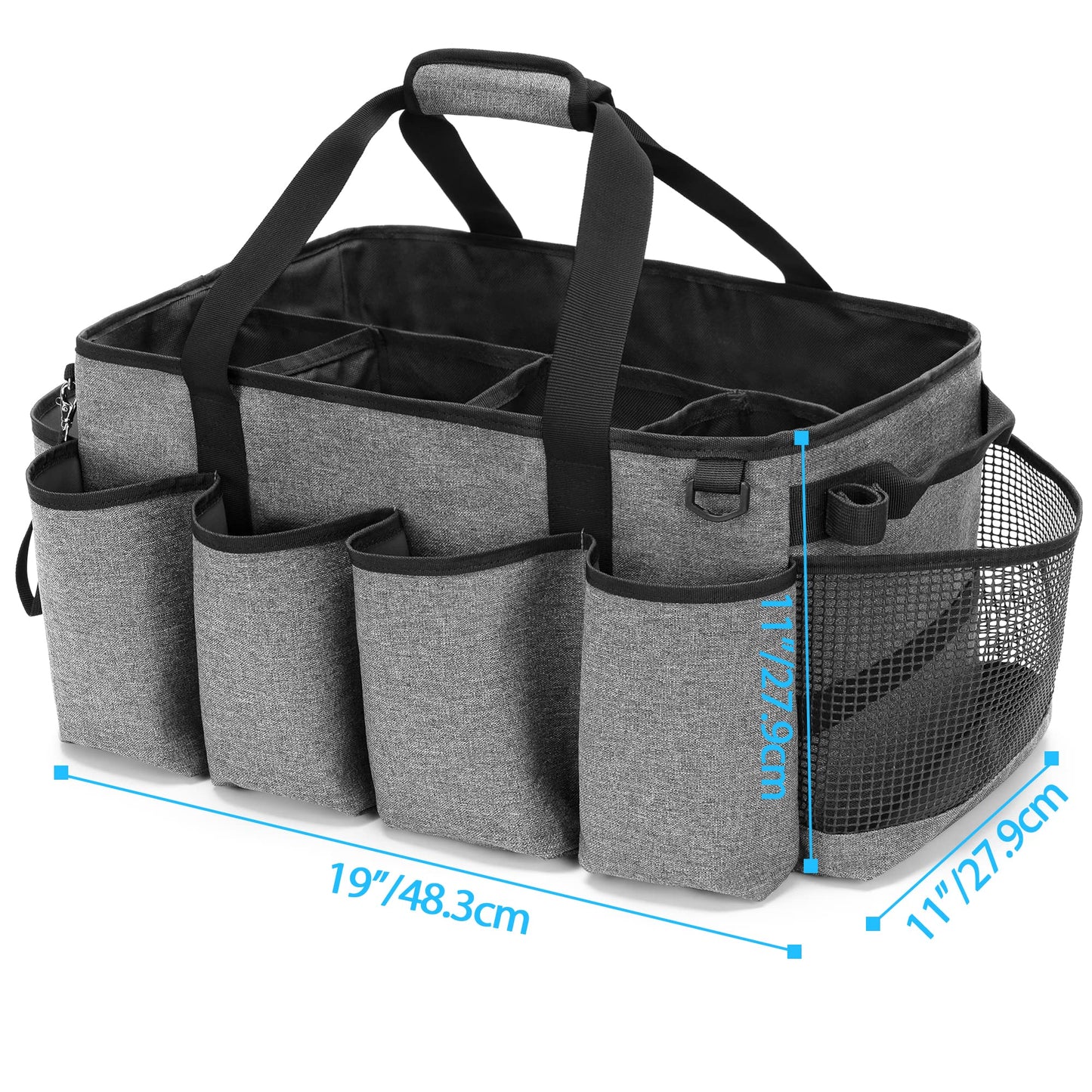 HODRANT Extra-Large Cleaning Caddy, Cleaning Supplies Organizer with Handles for Cleaning Products Storage, Large Capacity Cleaning Tote Bag for Cleaning Tools for Car, Home & Housekeeping Work, Gray